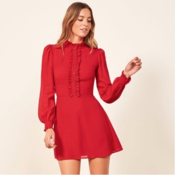 Reformation Dresses & Skirts - Reformation Mathilda Cherry Mini Dress Sz 6